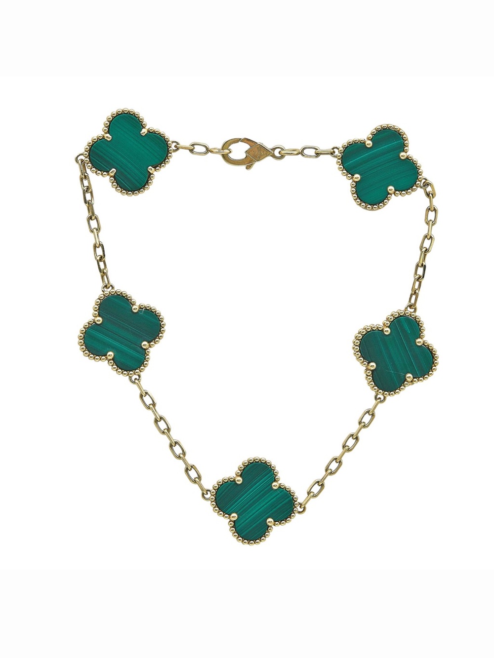 Van Cleef & Arpels Inspired Green Alhambra 5 motifs bracelet- marked VCA 18k